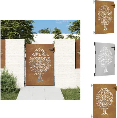 Produktbild von vidaXL Gartentor 85x125 cm Cortenstahl Baum-Design - Gartentore