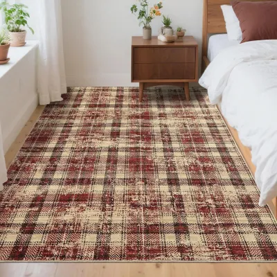 Immagine prodotto di Tappeto a pelo lungo - Tappeto rettangolare per soggiorno - Rosso - 240 x 340 cm - Antiscivolo - Colore resistente - 100% poliestere