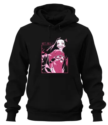 Immagine prodotto di Nezuko Kimetsu no Yaiba Demon Girl Bamboo Anime Gift Unisex Felpa con cappuccio, nero, L