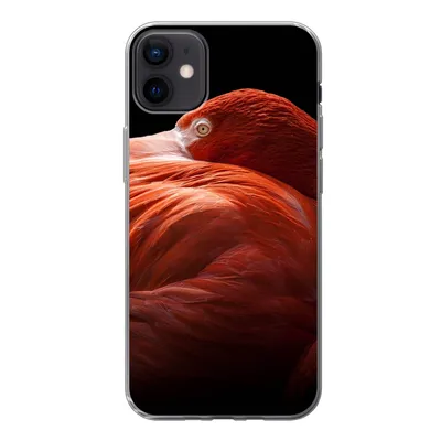 Produktbild von MuchoWow® Handyhülle Schutzhülle Hülle für iPhone 12 mini Flamingo - Federn - Rosa Silikon Softcase Handy Hülle - Bild