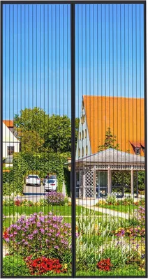 Zdjęcie produktu dla Moskitiera magnesowa na drzwi balkonowe 100x220cm czarna - Wysokiej jakości zasłona przeciw owadom, bez wiercenia