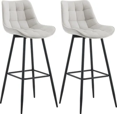 Produktbild von CLP 2er Set Barhocker Dartford grau Material Samt