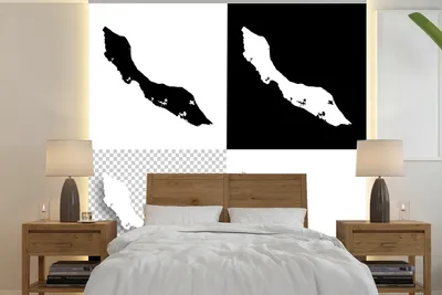 Obrázek produktu pro MuchoWow® Fototapety do obývacího pokoje nebo ložnice tapety vinylové motivy tapety Čtyři černobílé ilustrace Curaçaa 240x240cm