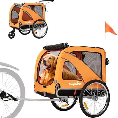 Produktbild von XL Hundefahrradanhänger, 2 in 1 faltbarer Anhänger mit Feststellbremse, Jogging Fahrradanhänger, geeignet für große Hunde, maximale Belastung 40 kg