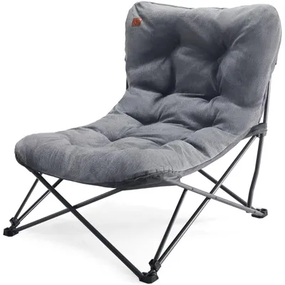 Image de Chaise pliante de camping XXL - Supporte 180 kg - Assise rembourrée 6 cm - Dossier haut