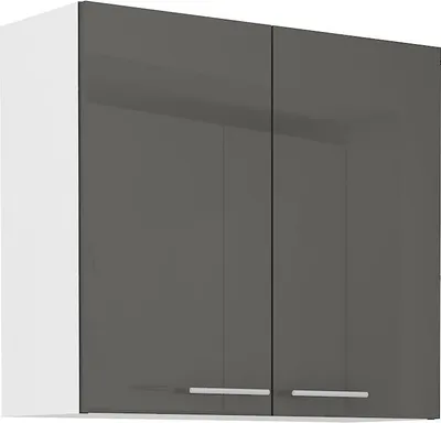 A wall-mounted kitchen cabinet with two doors.
