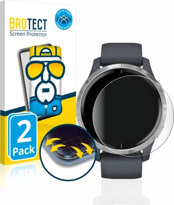 Produktbild von 2x BROTECT Fullscreen Schutzfolie für Garmin Venu (43 mm) Displayschutz Folie Fullcover Klar Transparent