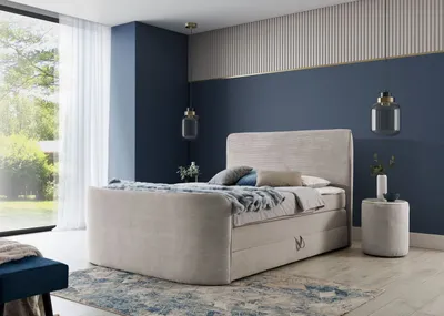 Produktbild von Einzelbett 120x200 NARA mit Stauraum – beige + GRATIS Matratzenauflage