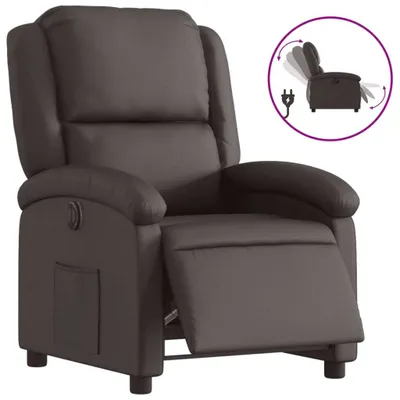 Image de vidaXL Fauteuil relax électrique marron foncé cuir véritable