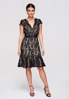 Produktbild von Ombre MERY – Elegantes Abend- / Cocktailkleid aus floraler Spitze schwarz S