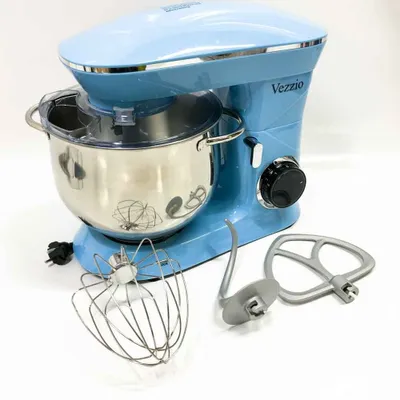 Obrázok produktu pre Planetárny mixér Vezzio, elektrický mixér, 1500 W, 10-rýchlostný kuchynský robot s 8,5-litrovou nerezovou miskou, šľahačom, šľahačom, hákom na cesto (modrý)
