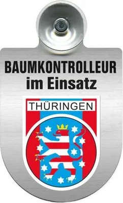 Produktbild von Einsatzschild mit Saugnapf - Baumkontrolleur im Einsatz - 393806 incl. Regionenwappen nach Wahl Color - Region Thüringen