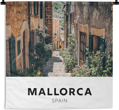 Produktbild von MuchoWow® Wandteppich Wandbehang Mallorca - Spanien - Haus 150x150 cm Tapisserie Dekoration Wandtuch - Wohnaccessoires - Modernes