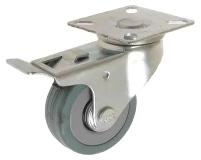 Produktbild von CKPA-PG 50S-MHC Lenkrolle mit Bremse graue Gummilauffläche 35 kg Tragkraft