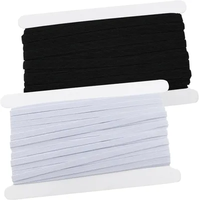 Elastikband 2 Stück je 10 m, 6 mm breit, schwarz/weiß, hohe Elastizität