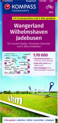 Produktbild von KOMPASS Fahrradkarte 3312 Wangerland, Wilhelmshaven, Jadebusen mit Knotenpunkten 1:70.000
