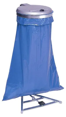 Produktbild von Robuster Müllsackständer mit Fußpedal | 120 Liter, HxBxT 100x49x49cm | Stahl | Verzinkt-Silber