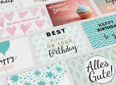 Produktbild von Friendly Fox Geburtstagskarten Set - 20 Glückwunschkarten zum Geburtstag - Happy Birthday Set mit 20 Grußkarten für Erwachsene und Kinder