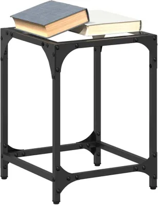 Produktbild von "Rabatt" Couchtisch modern - Wohnzimmertisch - Einfache Montage - mit Glasplatte Transparent 30x30x40 cm Stahl - Kaffeetisch CC23229