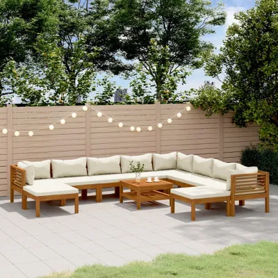 Produktbild von Maison Exclusive - 11-tlg. Garten-Lounge-Set mit Creme Kissen Massivholz Akazie