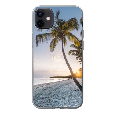 Produktbild von MuchoWow® Handyhülle Schutzhülle Hülle für iPhone 12 mini Strand - Sonnenuntergang - Palme Silikon Softcase Handy Hülle - Bild