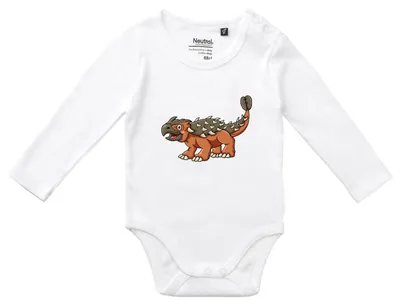 Produktbild von Huuraa Baby Body Ankylosaurus Dinosaurier 68 White  Baumwolle Fairtrade Langarmbody Geschenkidee