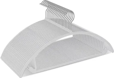 Produktbild von Kunststoff-Kleiderbügel ohne Schulterwölbung – Chromhaken, rutschfest, platzsparend, robust, abgerundete Bügel für Pullover und Mäntel – 5er-Pack – grau
