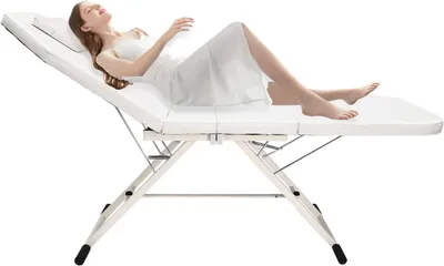 Immagine prodotto di Letto da massaggio pieghevole - Tavolo da massaggio/lettino - Per trattamenti professionali - Regolabile in altezza - 182x60 cm - Bianco