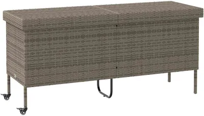 Obrázek produktu pro Zahradní úložný box s kolečky šedý 160x55x75 cm polyratan