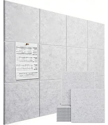 Immagine prodotto di Grande bacheca in sughero e feltro - Autoadesiva e decorativa - Grigio argento - Set da 12