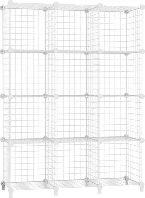 Produktbild von Steckregal, 12 Drahtregale, für Büro, weiß, 30x30x30 cm