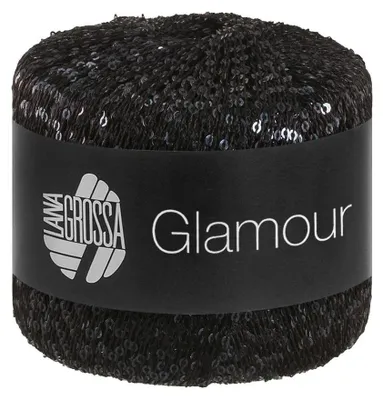 Produktbild von Lana Grossa GLAMOUR 25 g Beilaufgarn mit Pailletten für funkelnde Akzente 115 m Farbe 006 - Schwarz