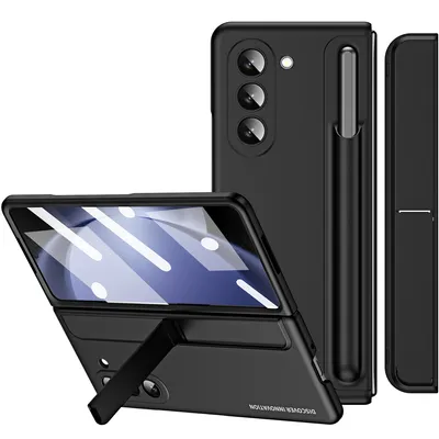 Obrázek produktu pro Pouzdro pro Samsung Galaxy Z Fold 5 se středem na pero, tenké tvrdé PC pouzdro s stojánku a ochranou displeje černé