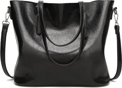 Produktbild von Damen Tote Schultertasche Kunstleder Schwarz Umhängetasche