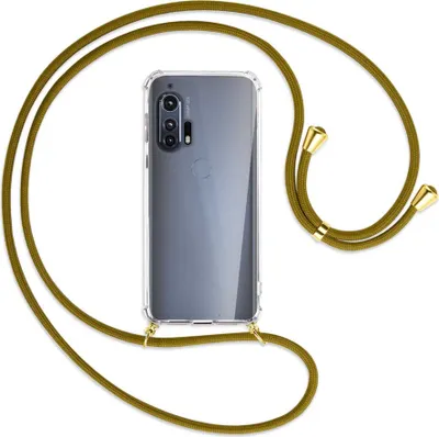 Produktbild von Handykette Backcover-Schutzhülle mit Band (Metall goldfarben) für Motorola Edge Plus - khaki