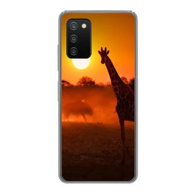 Produktbild von MuchoWow® Handyhülle Schutzhülle Hülle für Samsung Galaxy A03s Giraffe - Sonne - Savanne Silikon Softcase Handy Hülle - Schutz