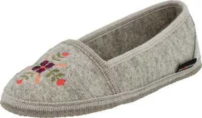 Produktbild von Haflinger Damen Hausschuh Ballerina Stickerei Slipper Penelope 624318, Größe:42 EU, Farbe:Grau