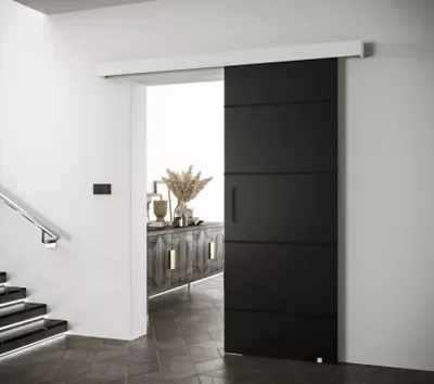 Produktbild von Schiebetür mit schwarzem Griff SALOME 4 - 70 cm, schwarz/weiß