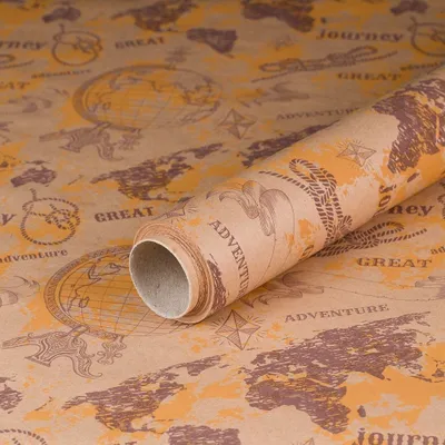 Produktbild von Geschenkpapier Abenteuer Weltreise, Braun, 0,70 x 10 m, Kraftpapier - Geburtstag