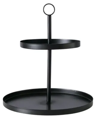 Produktbild von Etagère schwarz- Stilvoller Dekoteller aus lackiertem Eisen, Rund Ø 30 cm