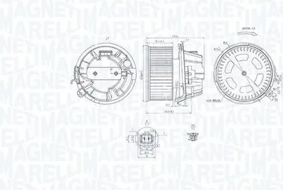 Produktbild von MAGNETI MARELLI Gebläsemotor 069412240010 passend für PEUGEOT 206 Schrägheck (2A/C) 147mm