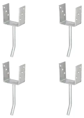 Immagine prodotto di Supporto per montanti a U 4x di Alberts con ancoraggio in acciaio tondo per calcestruzzo, 101x104 mm, ancoraggio in calcestruzzo 200 mm, zincato a caldo, da incassare nel calcestruzzo