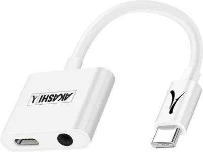 Produktbild von USB-C auf USB-C / 3.5mm Buchse Audio- und Ladeadapter, Akashi - Weiß