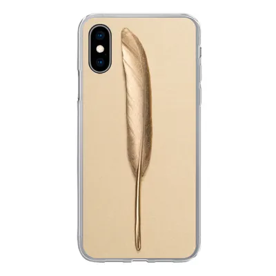 Produktbild von MuchoWow® Handyhülle Schutzhülle Hülle für iPhone X Gold bemalte Feder auf einem goldenen Hintergrund Silikon Softcase Handy Hülle - Handyhülle