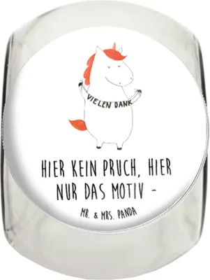 Produktbild von Mr. & Mrs. Panda Bonbonglas Einhorn Dankeschön L 870ml - Weiß - Geschenk, Vorratsdose Glas, Vorratsglas, Kaffeedose, Danksagung, schraubglas, Unicorn, Vielen Dank, Danke
