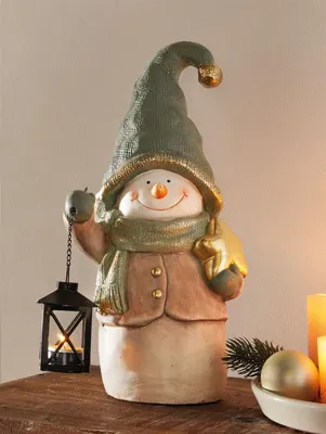 Produktbild von Dekofigur "Schneemann" mit Laterne, 43 cm hoch, Weihnachtsdeko, Weihnachtsfigur, Teelichthalter