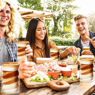 Produktbild von Doppelwandiges Glas-Cappuccino-Set aus 2 Teilen - 400 ml mit Löffeln und Milchschälchen