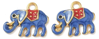10 Elefant Emaille Charms, DIY Schmuck, 16x20 mm, Blau