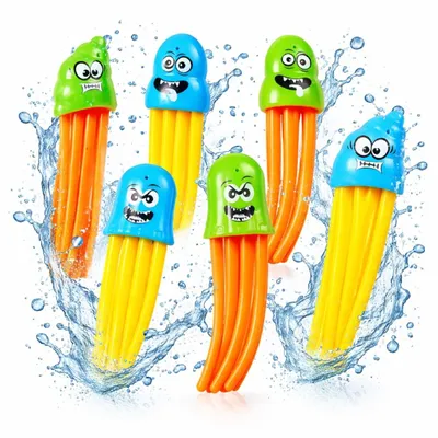 Produktbild von Tauchringe & Tauchstäbe für Kinder & Erwachsene – Wasserspielzeug für Pool, Schwimmbad & Tauchspiele (6x Quallen)