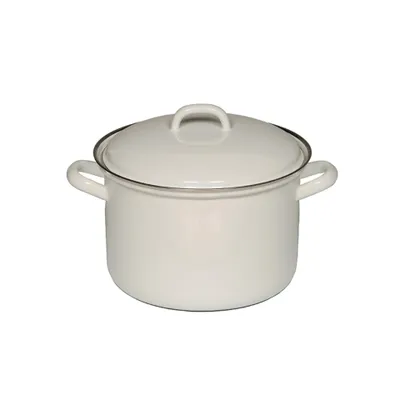 Obrázek produktu pro Riess Hrnec na maso vysoký s poklicí Ø14cm 1 litr smaltovaný Classic White